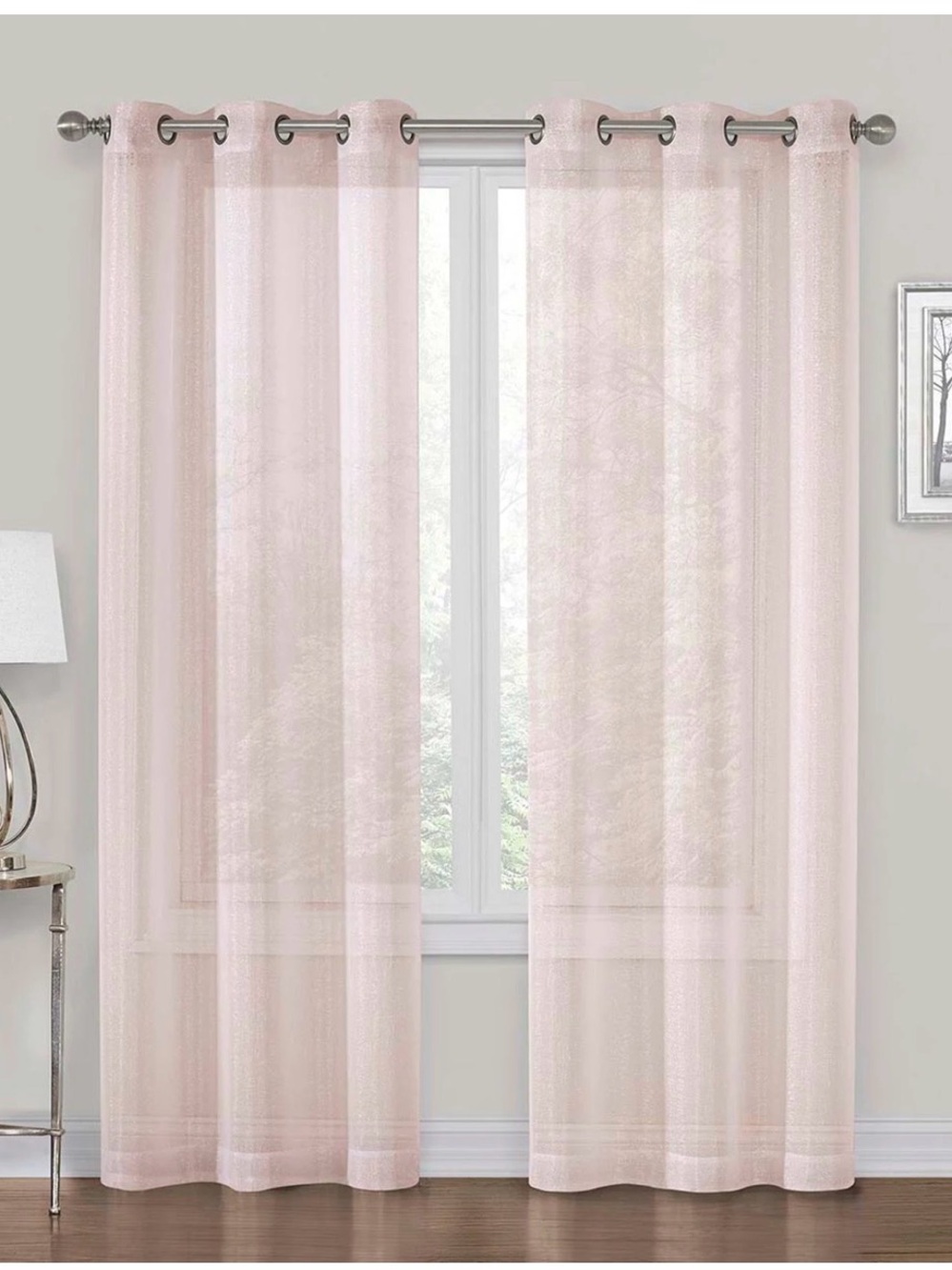 Sheer Grommet Window Curtains - Light Pink